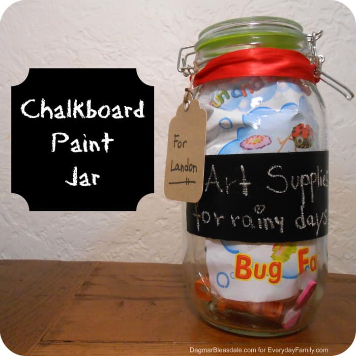 DIY Project Glass Jar With Chalkboard Paint Sign