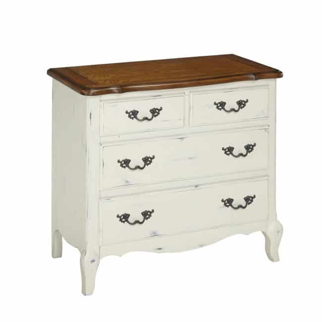 white vintage dresser with brown top