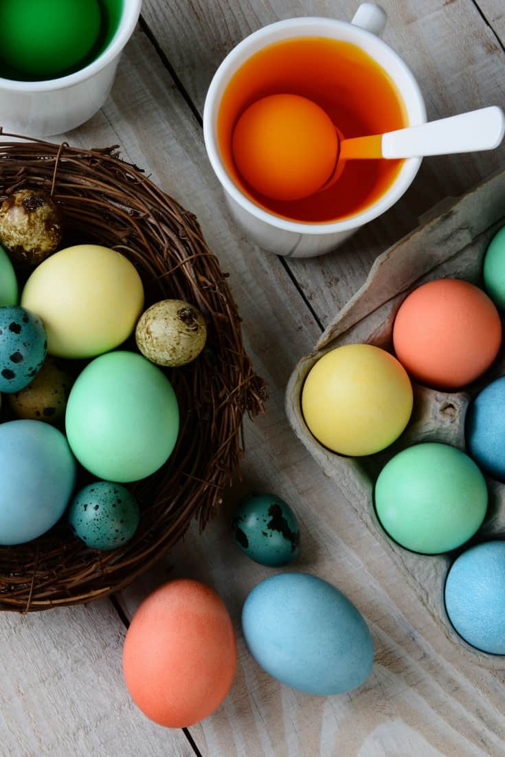 Colorful Easter eggs and coloring dyes