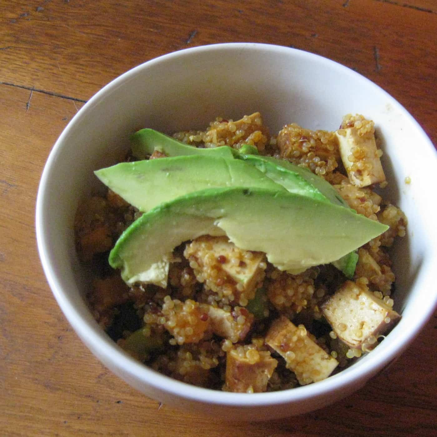 bowl with Trader Joe's organic tofu and quinoa duo