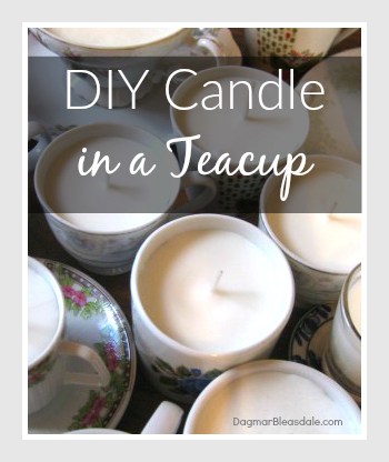 candles in teacups, pin for DIY candle