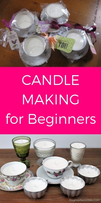 candle making for beginners pin, candles in teacups