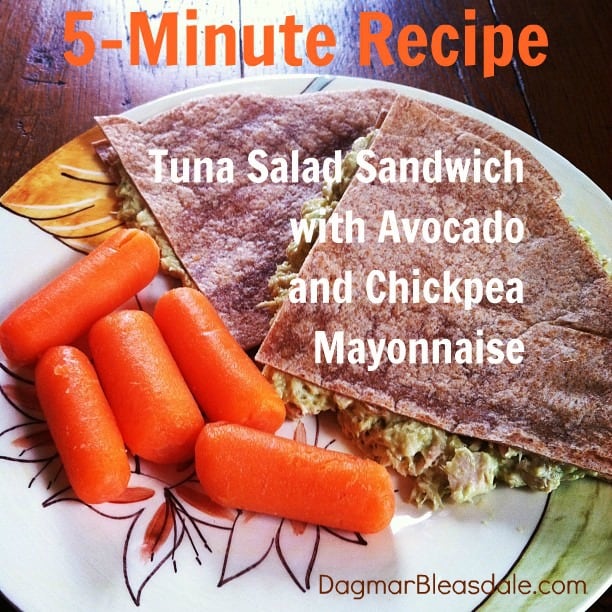 Tuna Salad Wrap with Avocado Mayonnaise and carrots on plate