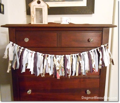 DIY fabric garland made with old T-shirts