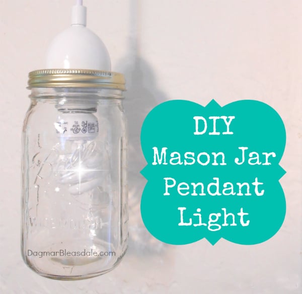 DIY Mason jar pendant lamp. DagmarBleasdale.com