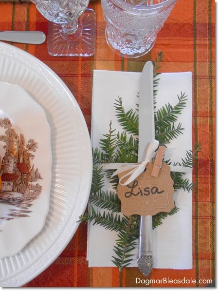 table setting idea with napkin an personalized tag