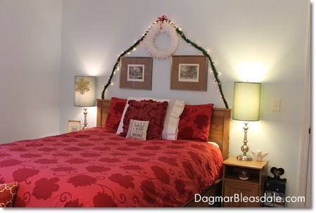 Christmas decorations in bedroom