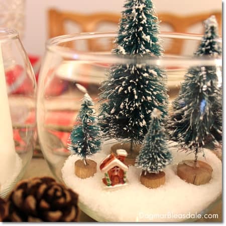 DIY Christmas centerpiece with bottle brush trees and Epsom salt