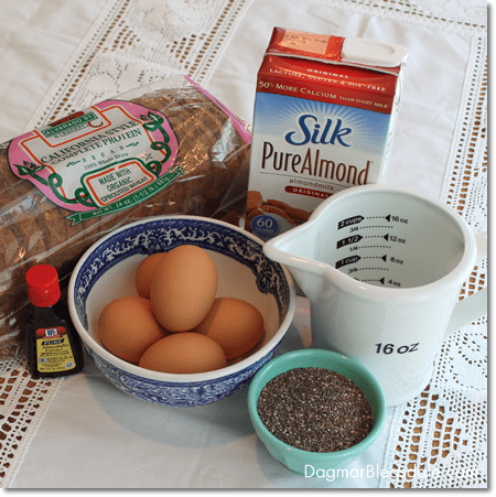 French toast ingredients with Almond Milk and chia seeds