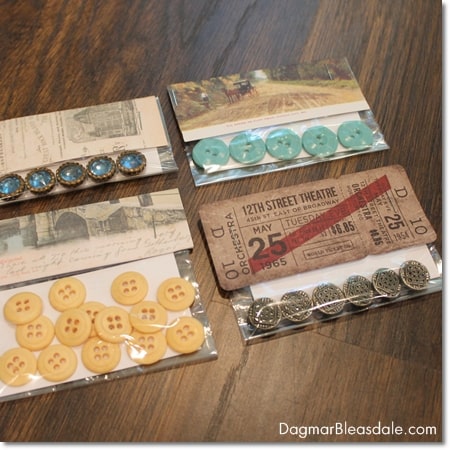 vintage buttons and paper goods