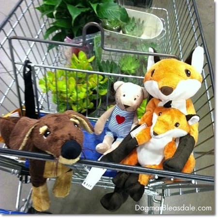 Ikea stuffed animal fox and dachshund and teddy bear