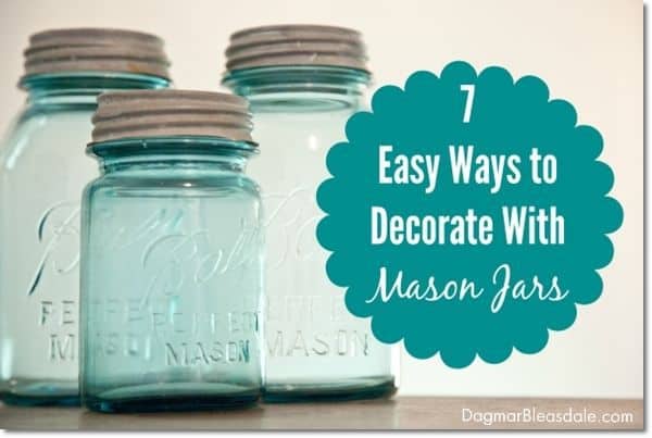 ways to decorate with mason jars, vintage blue mason jars