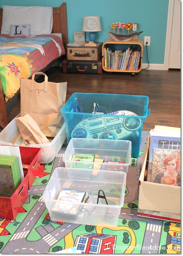 organizing with bins