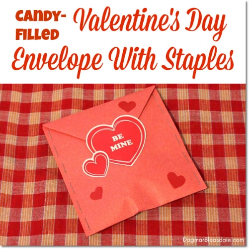 DIY Valentine's Day envelope with staples