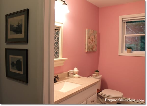pink farmhouse bathroom