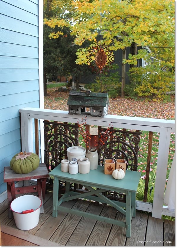 Blue Cottage Fall Home Tour, farmhouse porch fall decor