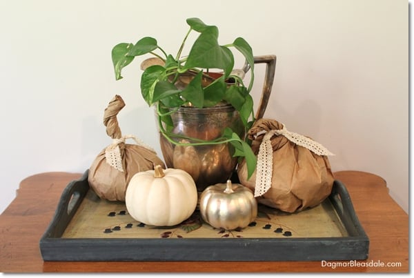 easy DIY paper bag pumpkins for fall decor