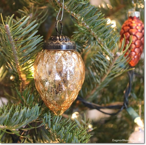 Christmas tree with pinecone mercury ornaments