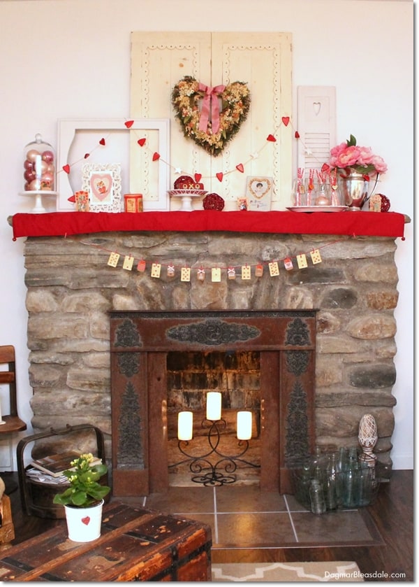 Valentine's Day banner with vintage playing cards