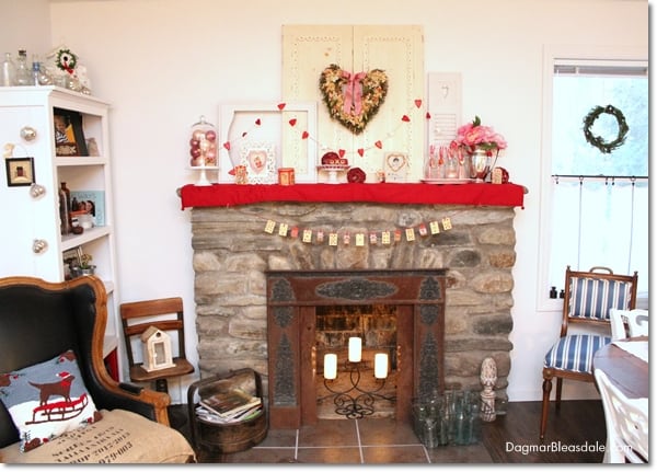 Valentine’s Day Mantel Decor in the Blue Cottage