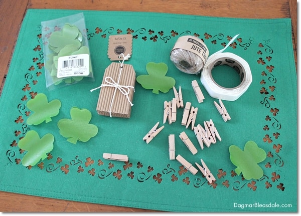 St. Patrick's Day banner supplies on green placemat