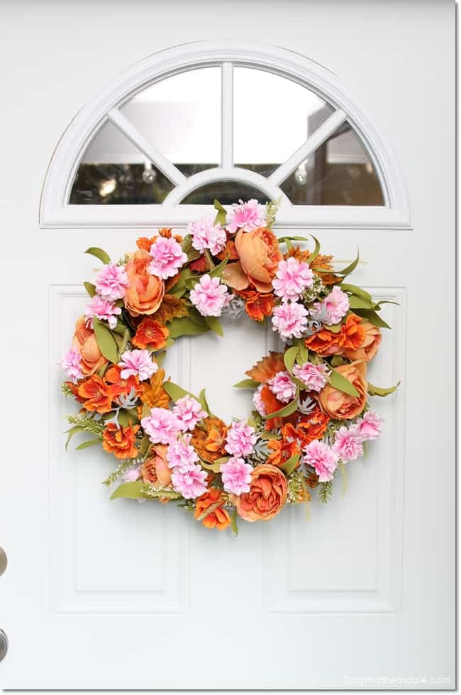 DIY fall wreath on white dront door