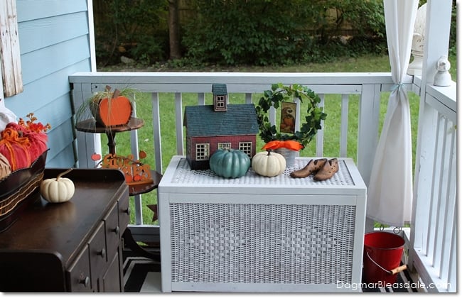 fall decor on cottage porch
