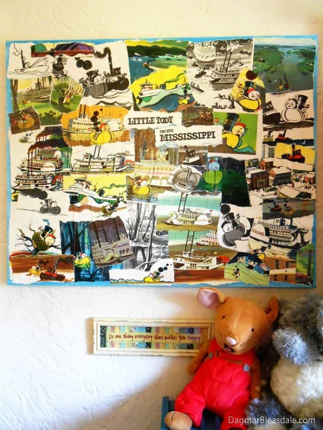 Children's Book Collage on Canvas, Easy DIY Wall Art, DagmarBleasdale.com