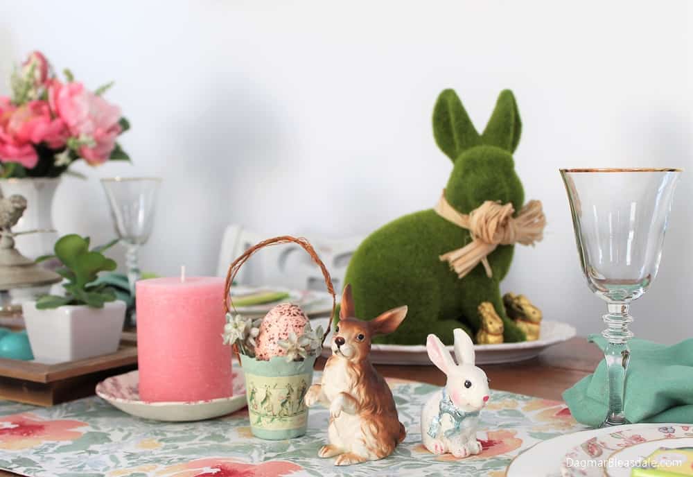 Easter bunny collection, table scape idea with candle