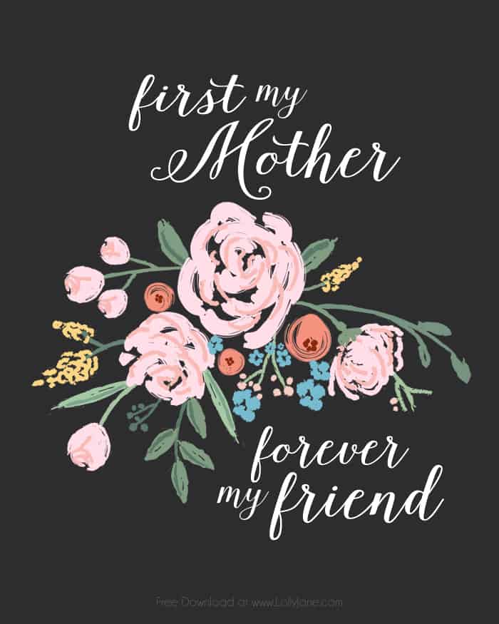 mother's day gift ideas, printable card with flowers and saying