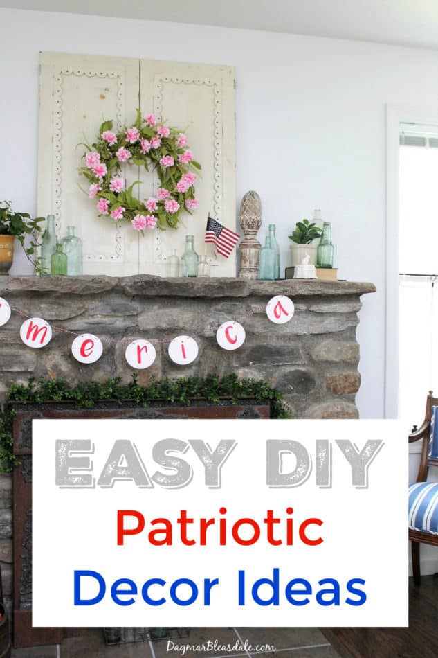 pin for 4th of July Decor, mantel with banner