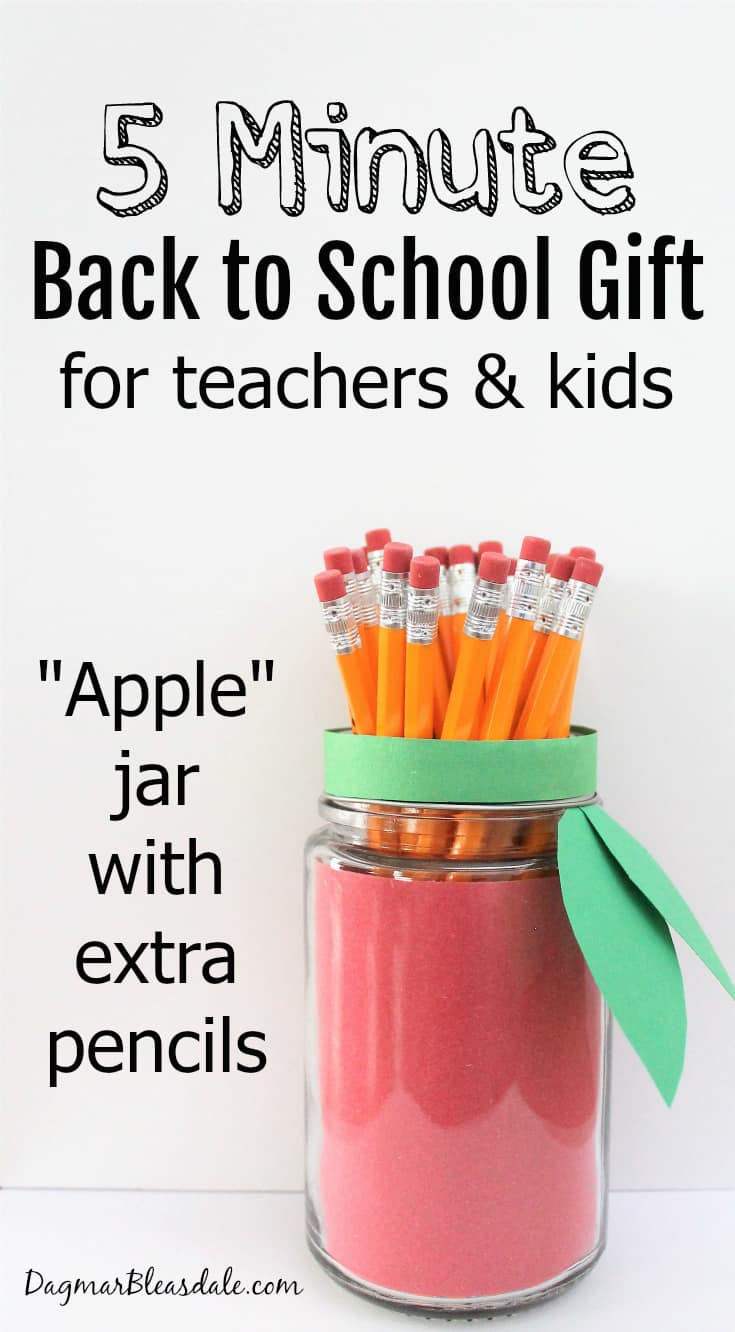 Back to School Gift for Teachers, apple mason jar with pencils, DagmarBleasdale.com