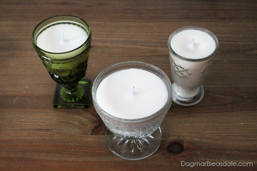 handmade candles made wih glass containers