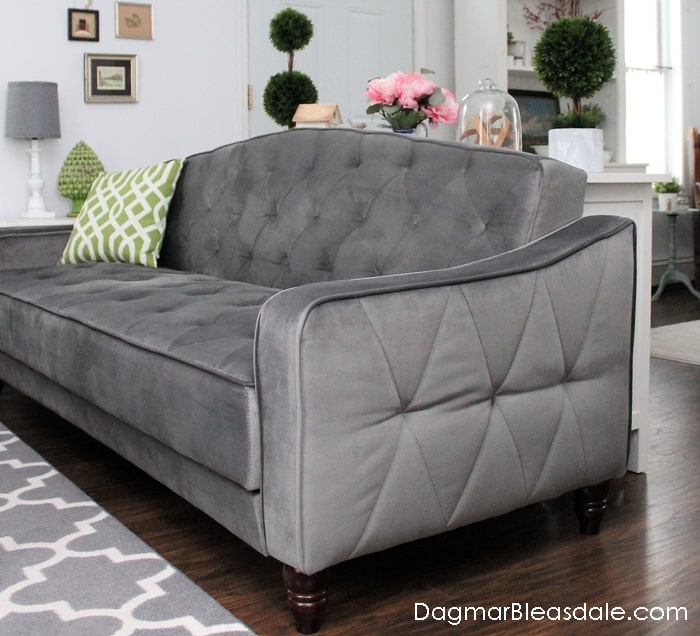 Sleeper sofa with a vintage look under $500, Novogratz Vintage Tufted Sleeper Sofa by DHP Furniture